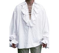 SANSIWU Mens Ruffled Gothic Shirts Medieval Pirate Steampunk Victorian Renaissance Halloween Cosplay Costume