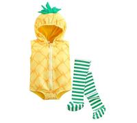SANSIWU Newborn Infant Baby Boys Girls Animal Costume Fleece Halloween Baby Grow Zip Up Sleeveless Bodysuit with Stockings (E-Yellow1, 0-6 Months)