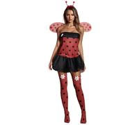 SANSIWU Women Animal Cosplay Costume Funny Ladybug Cosplay Layer Ruffle Mini Dress Hair Hoop Wings Deluxe Dress Up Outfit Clubwear (I-01, M)