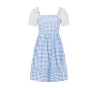 SANSIWU Women Dorothy Halloween Costume Dress Blue Plaid Corset Mini Dress Teen Girl Country Farm Fairytale Cosplay Dresses (D-Blue, S)