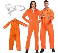 SANSIWU Women Inmate Costume Letter Print Zipper Long Sleeves Prisoner Jumpsuit Adults Women Men Cosplay Costumes Streetwear (Standard, XS, A-WOMEN)