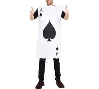 SANSIWU Women Men Halloween Poker Ace Costumes Card King Queen Role-Playing Outfit Masquerade Casino Heart Eyes Cosplay Jumpsuit (A-White, One Size)