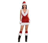 SANSIWU Women’s Mrs Santa Claus Costume Adult Sexy Christmas Fancy Dress Santa Dress Cosplay Costume For Christmas Theme Party (Red, L)