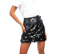 SANSIWU Women Sequin Mini Skirt Sparkle Stretchy Bodycon Glitter Skirts Y2k High Waist Pencil Short Party Club Skirt Streetwear (E-Black3, S)