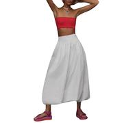 SANSIWU Women Y2k Bubble Maxi Skirt Cute Low Elastic Rise Flowy Puffy A-line Long Skirt Fairy Ruffle Pleated Balloon Skirt (A-White, L)