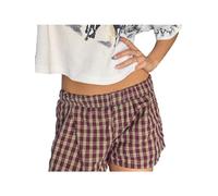SANSIWU Women Y2k Gingham Boxer Shorts Plaid Striped Printed Elastic Low Waist Cute Mini Bloomers Loose Fit Boy Shorts (A-Coffee1, M)