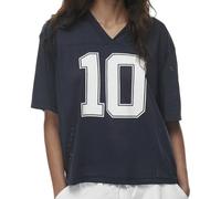SANSIWU Women Y2k Jersey Shirts Oversized Number Graphic T Shirt Vintage 90S Sporty Aesthetic Preppy V Neck Letter Jersey T-Shirt Tops Streetwear (Black, S)
