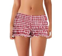 SANSIWU Women Y2K Lace Bloomers Layered Ruffle Cute Lolita Casual Elastic Waist Front Bow Cute Micro Bottom Shorts (F-Red, S)