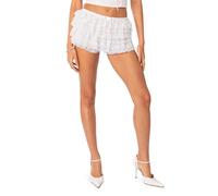 SANSIWU Women Y2k Lace Bloomers Shorts Sexy Layered Ruffles Lolita Shirred Mini Shorts Smocked Ruched Frill Micro Bloomers Lounge Clubwear (N-03, S)