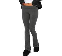 SANSIWU Women Y2k Skinny Pants Flare Leggings Low Rise Bootcut Stretchy Yoga Fold Over Pants Joggers Sweatpants Lounge Streetwear (A-Dark Grey, S)