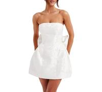 SANSIWU Women Y2k Strapless Tube Dress Sexy Sleeveless Off Shoulder Bodycon Backless Going Out A-line Mini Dresses Summer Streetwear (A-White, L)