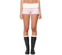 SANSIWU Women Y2K Striped Knit Mini Shorts Fold Over Elastic Waist Slim Fit Micro Bottoms Summer Lounge Yoga Pyjamas Beach Bathing Suit