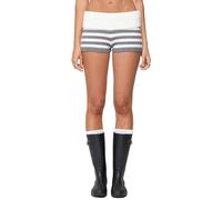 SANSIWU Women Y2K Striped Knit Mini Shorts Fold Over Elastic Waist Slim Fit Micro Bottoms Summer Lounge Yoga Pyjamas Beach Bathing Suit