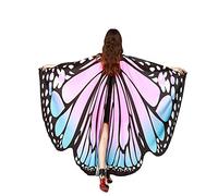 SANSIWU Women's Butterfly Wings Shawl Prom Cosplay Cape Accessories Halloween Carnival Fairy Pixie Dress Up Blouse (A-Blue Pink, One Size)