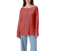SANSIWU Women's Cable Knitted Sweaters Y2k Hollow Long Sleeve Scoop Neck Oversized Fall Pullovers Jumper Tops Knitwear (Red, XL)