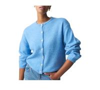 SANSIWU Women's Cashmere Cardigan Round Neck Sweater Long Sleeve Button Down Sweaters Knit Cardigan Y2k Jacket Tops (Blue, M)