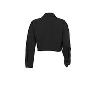 SANSIWU Women's Cropped Denim Jacket Buttoned Long Sleeve Lapel Jacket Distressed Shredded Hem Jacket Solid Color Jeans Top90s Streetwear (A-Black, S)