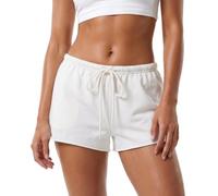 SANSIWU Women's Drawstring Sweat Shorts Y2k Low Waist Athletic Shorts Casual (White, L)