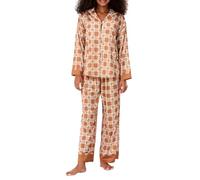 SANSIWU Women's Fall Loungewear Set Stripe Print Long Sleeve Lapel Button Tops+Long Pants 2 Pieces Sleepwear Loungewear Outfits (A-01, M)