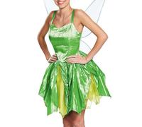 SANSIWU Women's Halloween Creative Tinkerbell Cosplay Green Dress Up Forest Fairy Tale Sequin Tube Tops Mini Dress With Wings (G-green, M)