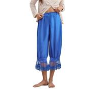 SANSIWU Women's Lace Trim Bloomers Y2K Loose Lantern Capri Pants Pantaloons | Y2k Patchwork Lace,Ankle Length Lantern Pants,Going Out Streetwear