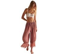 SANSIWU Women's Lace Trim Bloomers Y2K Loose Lantern Capri Pants Pantaloons | Y2k Patchwork Lace,Ankle Length Lantern Pants,Going Out Streetwear
