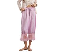 SANSIWU Women's Lace Trim Bloomers Y2K Loose Lantern Capri Pants Pantaloons | Y2k Patchwork Lace,Ankle Length Lantern Pants,Going Out Streetwear
