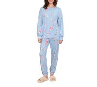 SANSIWU Womens Pajama Set Y2k Christmas Nutcracker Long Sleeve Shirt Tops and Wide Leg Pants Sleepwear Loungewear (Nutcracker Blue, M)