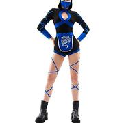 SANSIWU Women's Short Dragon Ninja Romper Costume - Anime Cosplay, Adult (Standard, XXL, A-Blue1)