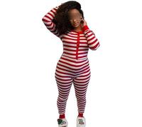 SANSIWU Women's V Neck Cute Sherpa Romper Fleece Onesie Pajama One-Piece Zipper Romper Sexy One Piece Jumpsuit Sleepwear with Pockets (A-Red and White, S)