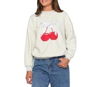 SANSIWU Women's Valentine's Day Sweatshirt Y2k Letter Cherry Print Long Sleeve Round Neck Pullover Valentine Day Oversized Crewneck Tops (A-01, L)