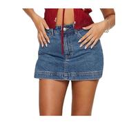 SANSIWU Womens Y2K Cargo Skirts Low Waist Button Short Skirt Bodycon Denim Casual Mini Skirt with Pocket (C-Blue, M)