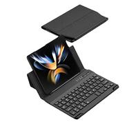 SanSixi Keyboard Plain Leather Cover For Samsung Galaxy Z Fold 3 Case Bluetooth Mute Keyboard Wireless Folding Stand Funda for Fold3 (Green)