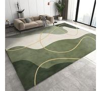 SANSJI Abstract Dark Green Painting Rug, Minimalism Contemporary Geometry Non Slip Cushioned, Easy Clean Floor Carpet for Entrance Bedroom Bathroom Kitchen 140 x 200 cm