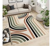 SANSJI Abstract Mid Century Boho Rugs for Living Room Large 200x290 Carpet, Brown Black Green Cream Kids Rugs for Bedroom Rug, Kitchen Non Slip Washable Rug, Floor Carpet for Outdoor Patio Garden