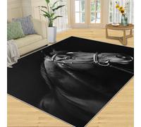 SANSJI Black Horse Rug 90x150 Area Rug, Western Horse Rugs for Living Room Animal Print Bedroom Rug, Washable Indoor Carpet & Home Decor, Non Slip & Low Pile