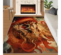 SANSJI Chinese Dragon Rugs for Bedroom 70x140 Rug, Retro Red Area Rugs for Living Room, 3D Dragon Kitchen Non Slip Washable Rug, Traditional Animal Non Shedding Carpet for Dining Room