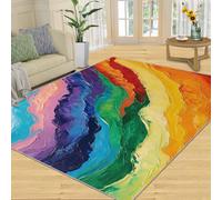 SANSJI Colorful Rugs for Bedroom Abstract Stripes Rugs for Living Room, Boho Rainbow Carpet, Indoor Washable Rug, Non Slip & Low Pile Area Rug & Home Decor 60x90