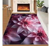 SANSJI Dahlia Rugs for Girls Bedroom 170x240 cm, Non-Slip Washable Blossom Pastel Design Area Rug for Women, Soft Low-Pile Pink Flower Carpet, Romantic Woman Style