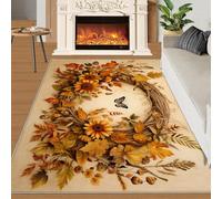 SANSJI Fall Floral Runner Rug 60x180 Carpet, Butterfly Sunflower Area Rugs, Autumn Botanical Kitchen Non Slip Washable Rugs,Yellow Orange Soft Low Pile Easy to Care Rugs for Hallway