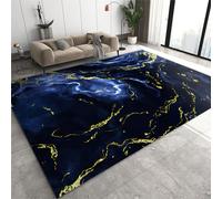SANSJI Fantasy Blue Starry Sky Marble Rug, Golden Crack Machine Washable Floor Carpet, Soft and Plush Mats for Living Room Bedroom 120 x 170 cm