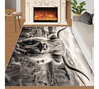 SANSJI Farmhouse Highland Cow Rugs for Bedroom 70x140 Rug, Western Animal Area Rugs for Living Room, Country Gray Kitchen Non Slip Washable Rug, Rustic Nature Non Shedding Carpet for Dining Room