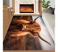 SANSJI Highland Cow Area Rug - 90 x 120, Funny Cattle Cow Rugs for Bedroom, Stain Resistant Washable Non Slip, Wild Animal Theme, Farmhouse Theme Design, Soft Low Pile Rectangle Carpet
