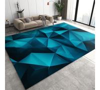 SANSJI Light Blue Triangle Texture Area Rug, Business Modern Geometry Soft and Plush Carpet, Non-Slip Floor Mats for Bedroom Dining Room Lounges 60 x 140 cm