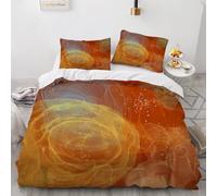 SANSJI Modern Abstract King Size Duvet Cover Sets, Orange & Yellow Microfiber Bedding Set with 2 Pillowcase, Contemporary Colorful Breathable Comforter Cover for All Seasons, Psychedelic Quilt Cover