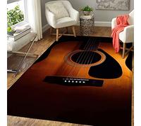 SANSJI Retro Wooden Guitar Rug, Music Lover Black Non-Slip Microfiber Floor Mats, Machine Washable Carpet for Laundry Room Bathroom 60 x 110 cm