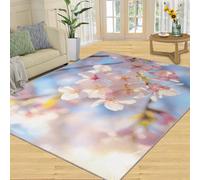 SANSJI Rug - Cherry Blossom Home Decor & Gifts, 120x170 Area Rug, Spring Flowers Rugs for Living Room, Washable Rugs for Bedroom, Non Slip Carpet, Low Pile & Easy Care, Pink Floral