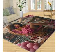 SANSJI Rug - Fashion Home Decor 120x170 Area Rug, African Girl Rugs for Living Room, Washable Rugs for Bedroom, Indoor Carpet, Non Slip & Low Pile, Romantic Paris Gifts