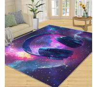 SANSJI Rug - Music Headphones Home Decor, 100x150 Area Rug, Colorful Galaxy Rugs for Living Room, Washable Rugs for Bedroom, Indoor Carpet, Non Slip & Low Pile, Space Landscape Gifts