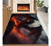 SANSJI Western Dragon Area Rug 80x150 cm - Non Slip Washable Fantasy Dragon Rugs for Bedroom, Magic Animal Design Indoor Carpet for Kids, Soft & Resistant Floor Decor